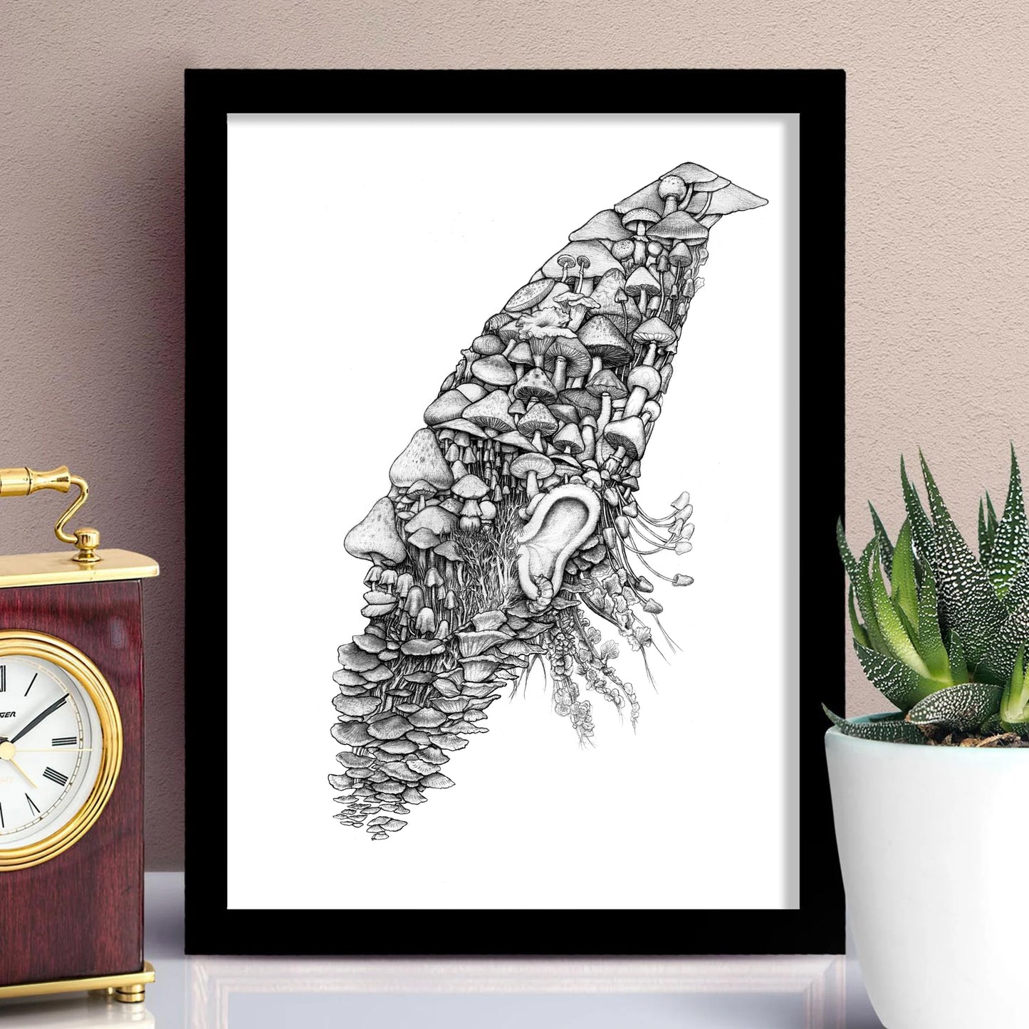 mushroom, art, drawing, illustration, gnome