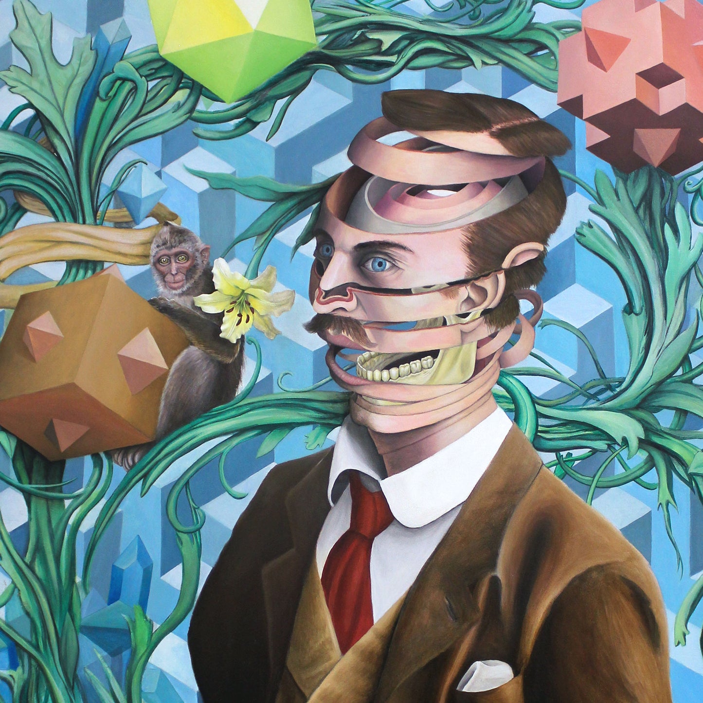 surrealism wall art, surreal canvas art, monkey art, skull art