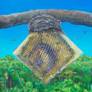bee hive, bee hive painting, scared geometry art, bee painting